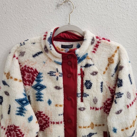 Ocean and Coast Multi-Colored Snap Up Fleece Fuzzy Long Sleeve Jacket size M New - Picture 3 of 7